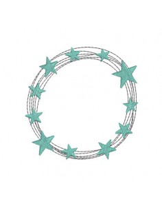 machine embroidery design  circle frame star