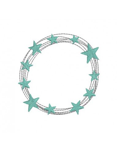 machine embroidery design  circle frame star