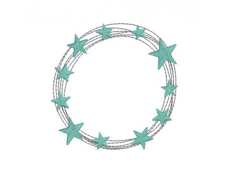 machine embroidery design  circle frame star