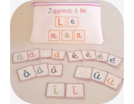 Motif de broderie machine  pack j'apprends à lire ITH