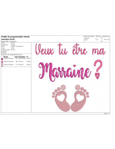 Motif De Broderie Machine Marraine