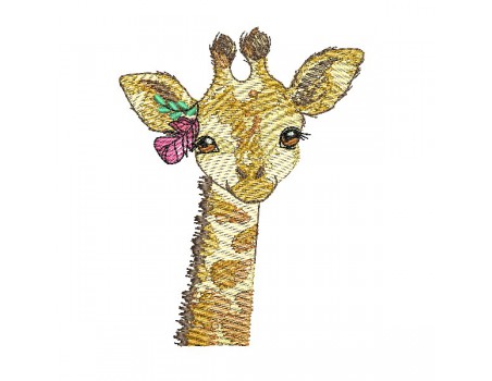 Motif de broderie machine girafe aquarelle