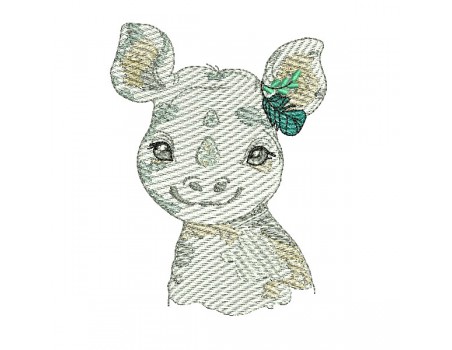 machine embroidery design watercolor rhinoceros