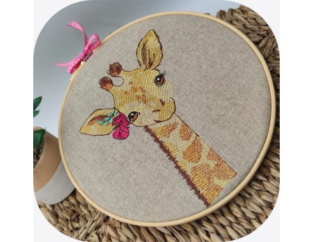 machine embroidery design watercolor giraffe