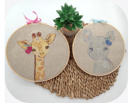 machine embroidery design watercolor giraffe