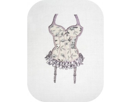 Instant download machine embroidery applique woman lingerie corset