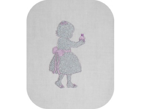 Instant download machine embroidery Chinese shadow silhouette little  girl