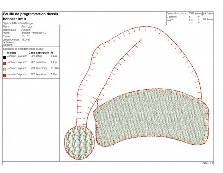 Motif de broderie machine bonnet de Noël  ITH