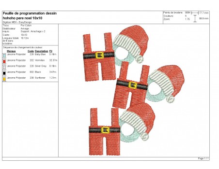 Motif de broderie machine habits père  Noël ho ho ho