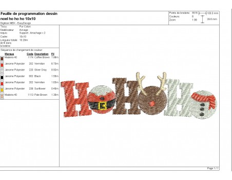 Motif de broderie machine  Noël ho ho ho