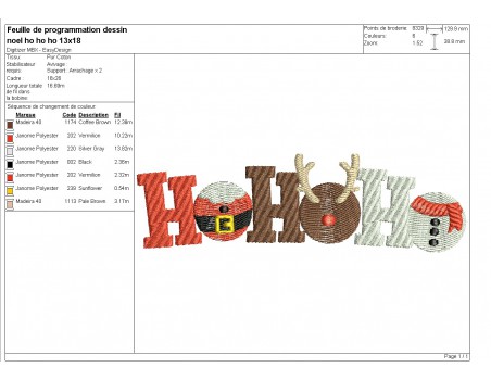 Motif de broderie machine  Noël ho ho ho