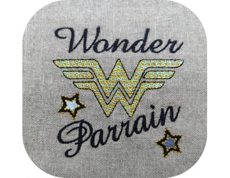 Motif de broderie machine wonder parrain en mylar