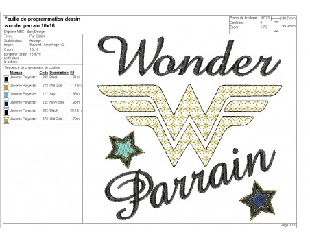 machine embroidery design mylar  wonder Godfather