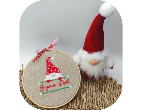 machine embroidery design customizable gnome