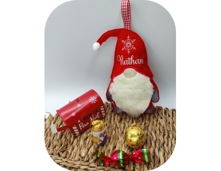 Motif de broderie machine gnome de  Noël  ITH pour bonbons