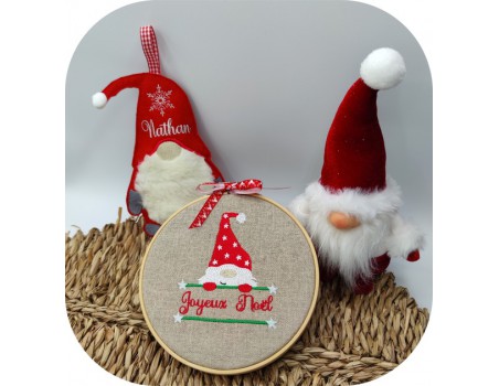 Motif de broderie machine gnome de  Noël  ITH pour bonbons