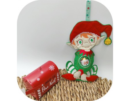 machine embroidery design Christmas elf for candy ith