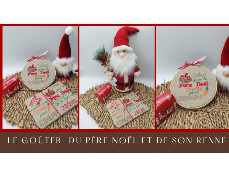 Motif de broderie machine le goûter du père Noël et de son renne