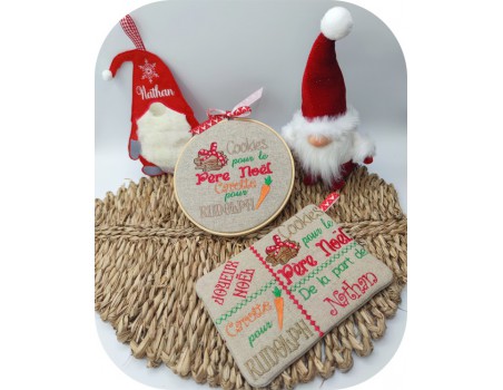 machine embroidery design ith christmas snack mug rug
