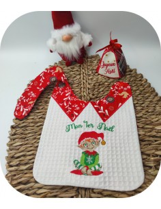 Motif de broderie machine ITH  Bavoir lutin mon 1er Noël