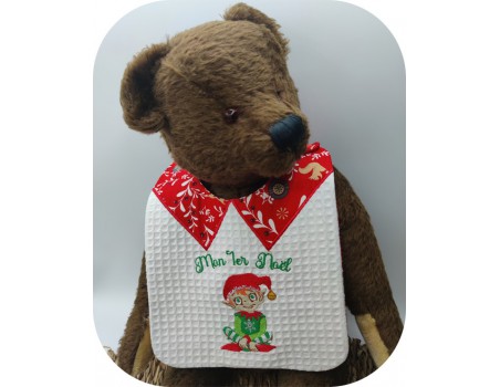 machine embroidery design  ITH  bib Elf my 1st Christmas