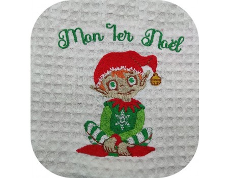 Motif de broderie machine lutin mon 1er Noël