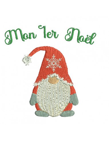 machine embroidery design gnome my first Christmas
