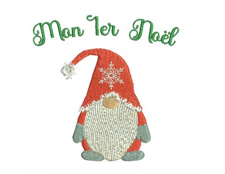 machine embroidery design gnome my first Christmas
