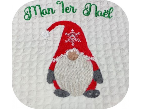 machine embroidery design gnome my first Christmas