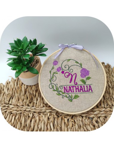 machine embroidery design customizable flower frame