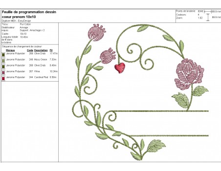 machine embroidery design customizable flower frame