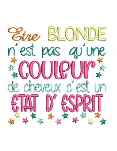 Motif de broderie machine  texte blonde