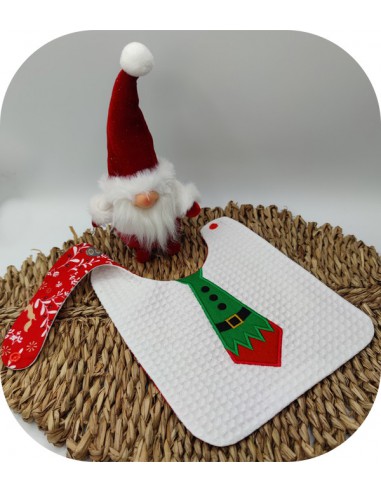 Motif de broderie machine ITH  Bavoir cravate lutin