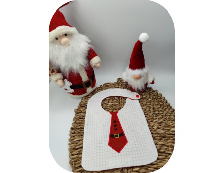 machine embroidery design ITH  bib santa claus tie