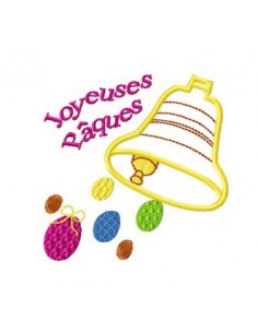Motif de broderie machine Cloche  de pâques appliqué 10x10 cm
