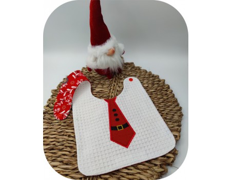 machine embroidery design ITH  bib santa claus tie
