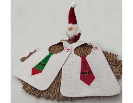 machine embroidery design ITH  bib santa claus tie