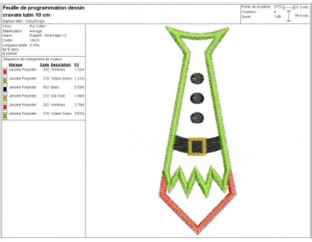 Motif de broderie machine  cravate lutin