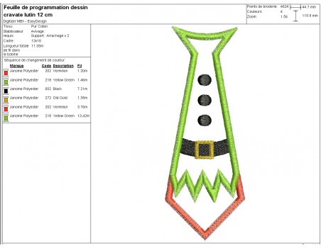 machine embroidery design leprechaun tie