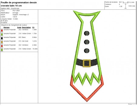 machine embroidery design leprechaun tie