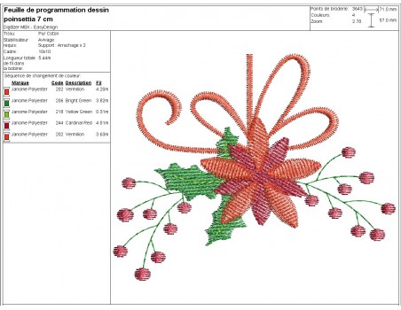 Motif de broderie machine poinsettia  de Noël