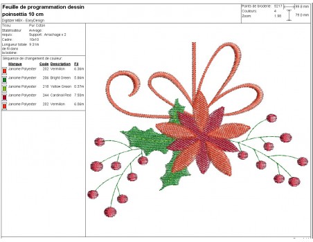 Motif de broderie machine poinsettia  de Noël