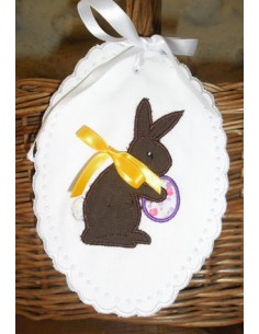 Motif de broderie machine Lapin de pâques appliqué 10x10 cm