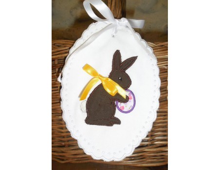 Motif de broderie machine Lapin de pâques appliqué 10x10 cm