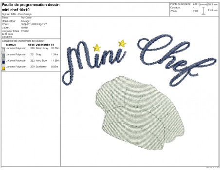 machine embroidery design  mini chef's hat