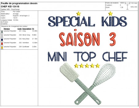 machine embroidery design  mini top chef