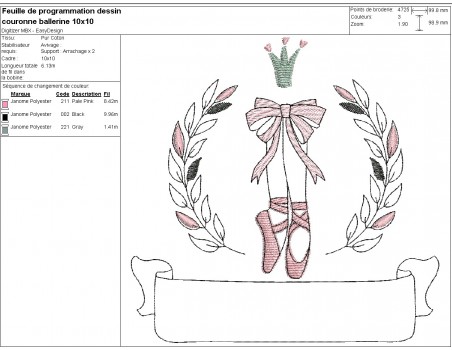 machine embroidery design customizable  classical dancer