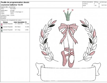 machine embroidery design customizable  classical dancer