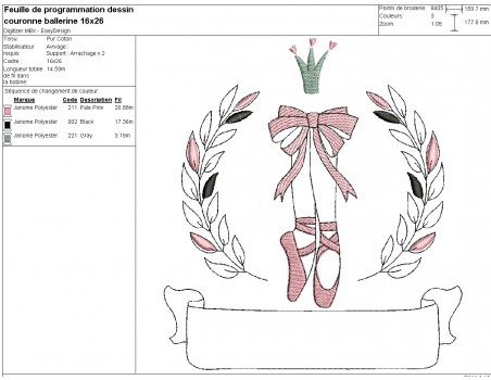 machine embroidery design customizable  classical dancer