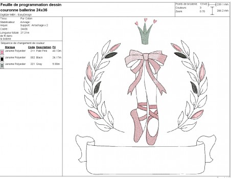 machine embroidery design customizable  classical dancer